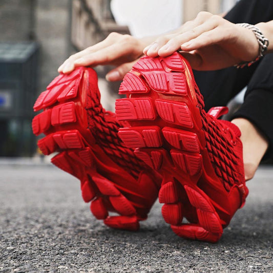 Large Size Summer Outdoor Men's Shoes Sport Men Sports Shes Women Rubber Hard-wearing Men Sneakers Men's Running Red GMB-0131