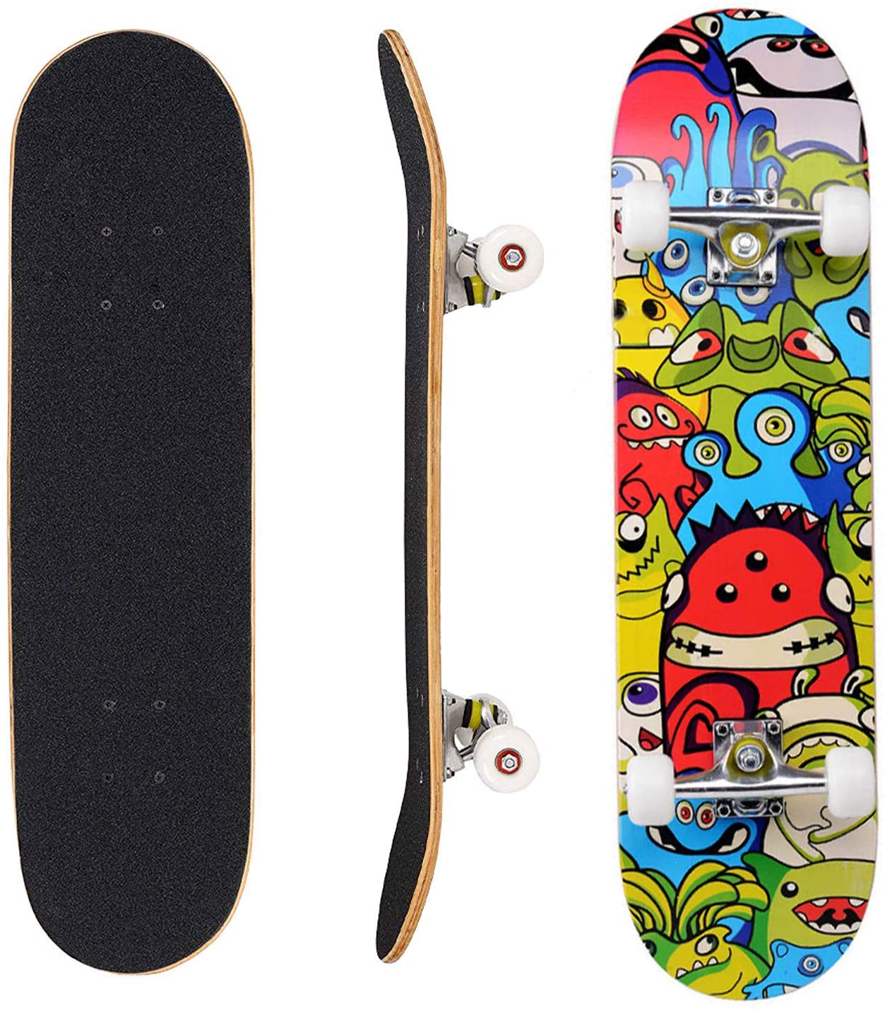 Pro Complete Skateboards for Beginners Adults Youths Teens Girls Boys 31"x8" Skate Boards 7 Layers Deck Maple Wood Longboards