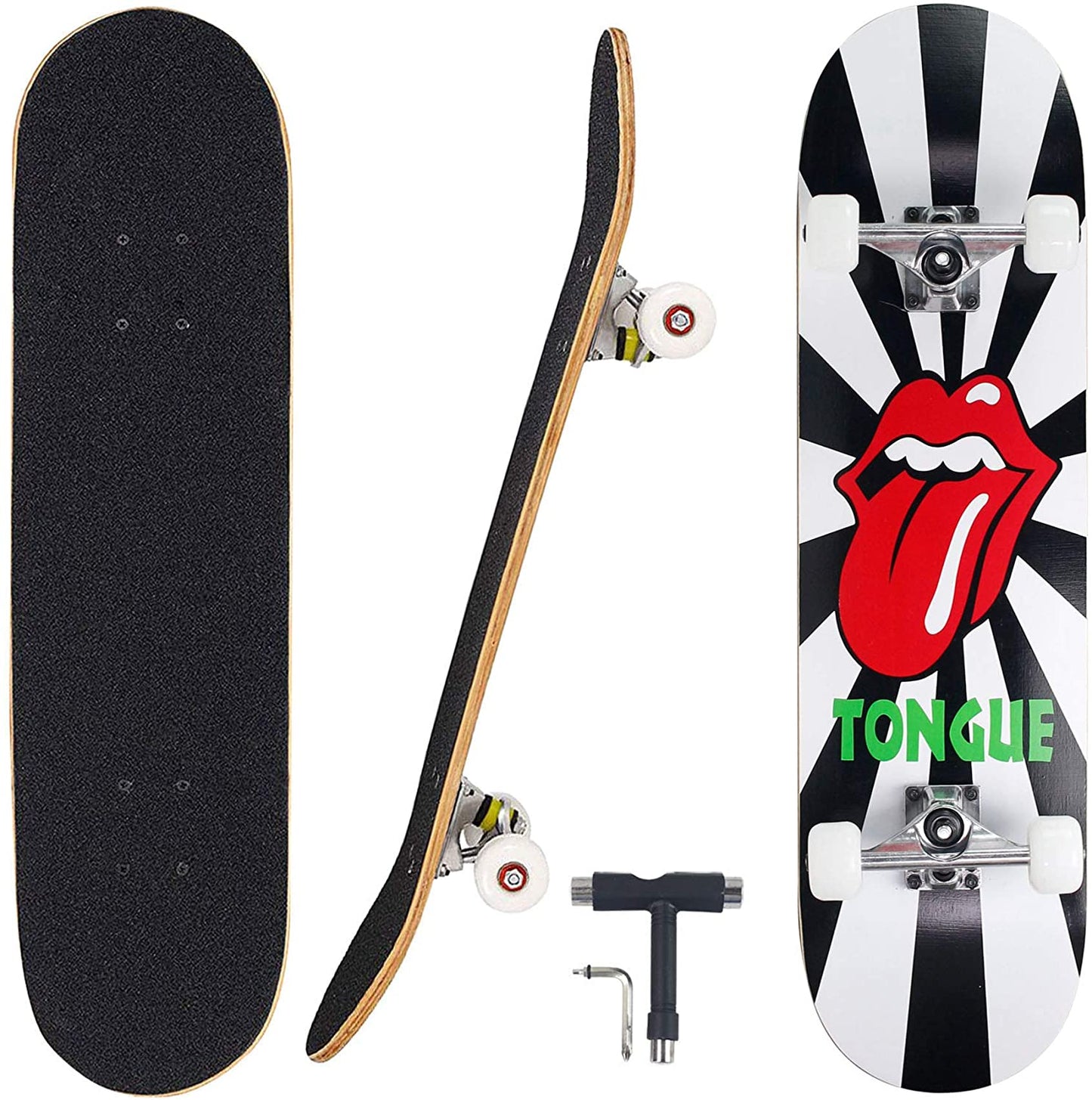 Pro Complete Skateboards for Beginners Adults Youths Teens Girls Boys 31"x8" Skate Boards 7 Layers Deck Maple Wood Longboards