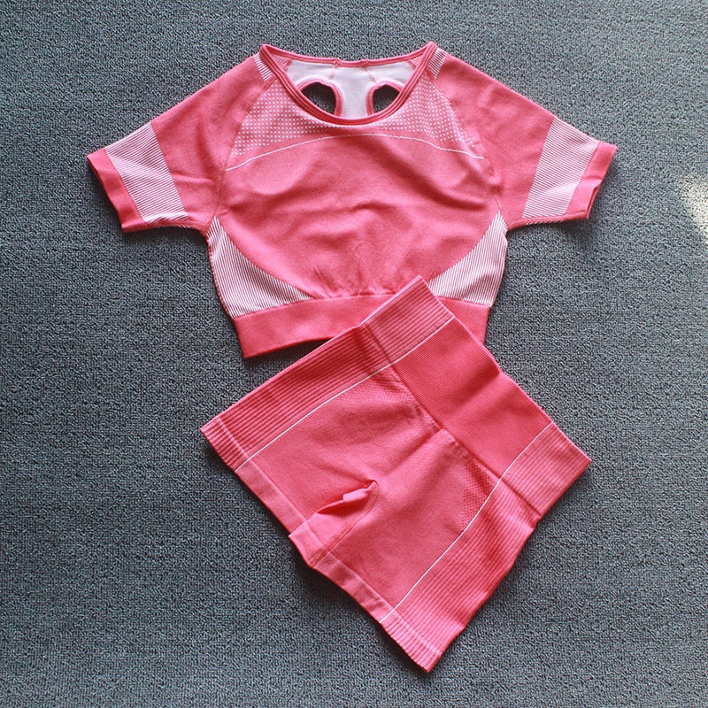 Summer Seamless Yoga Set Woman Workout Sport GYM Crop Top Sport  Shorts Tank Suit Summer Outfit Fitness Gym Clothes