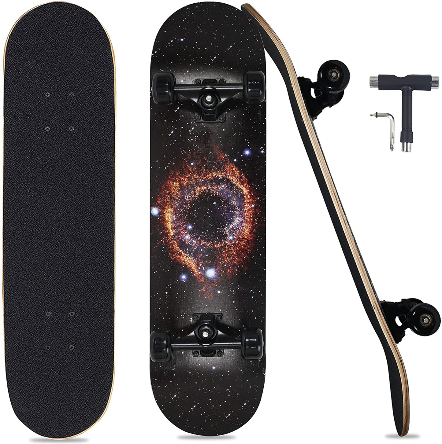 Pro Complete Skateboards for Beginners Adults Youths Teens Girls Boys 31"x8" Skate Boards 7 Layers Deck Maple Wood Longboards