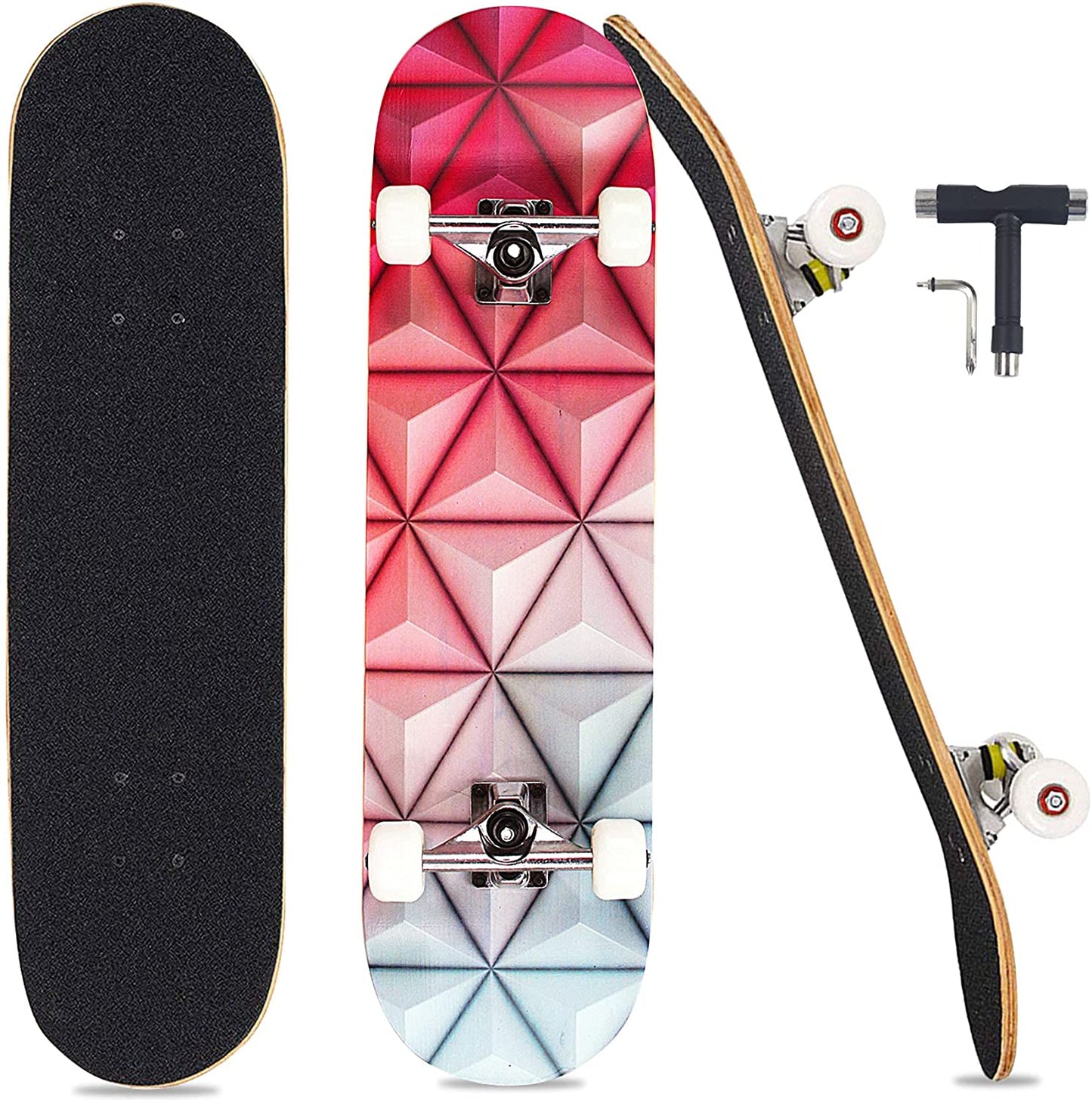 Pro Complete Skateboards for Beginners Adults Youths Teens Girls Boys 31"x8" Skate Boards 7 Layers Deck Maple Wood Longboards