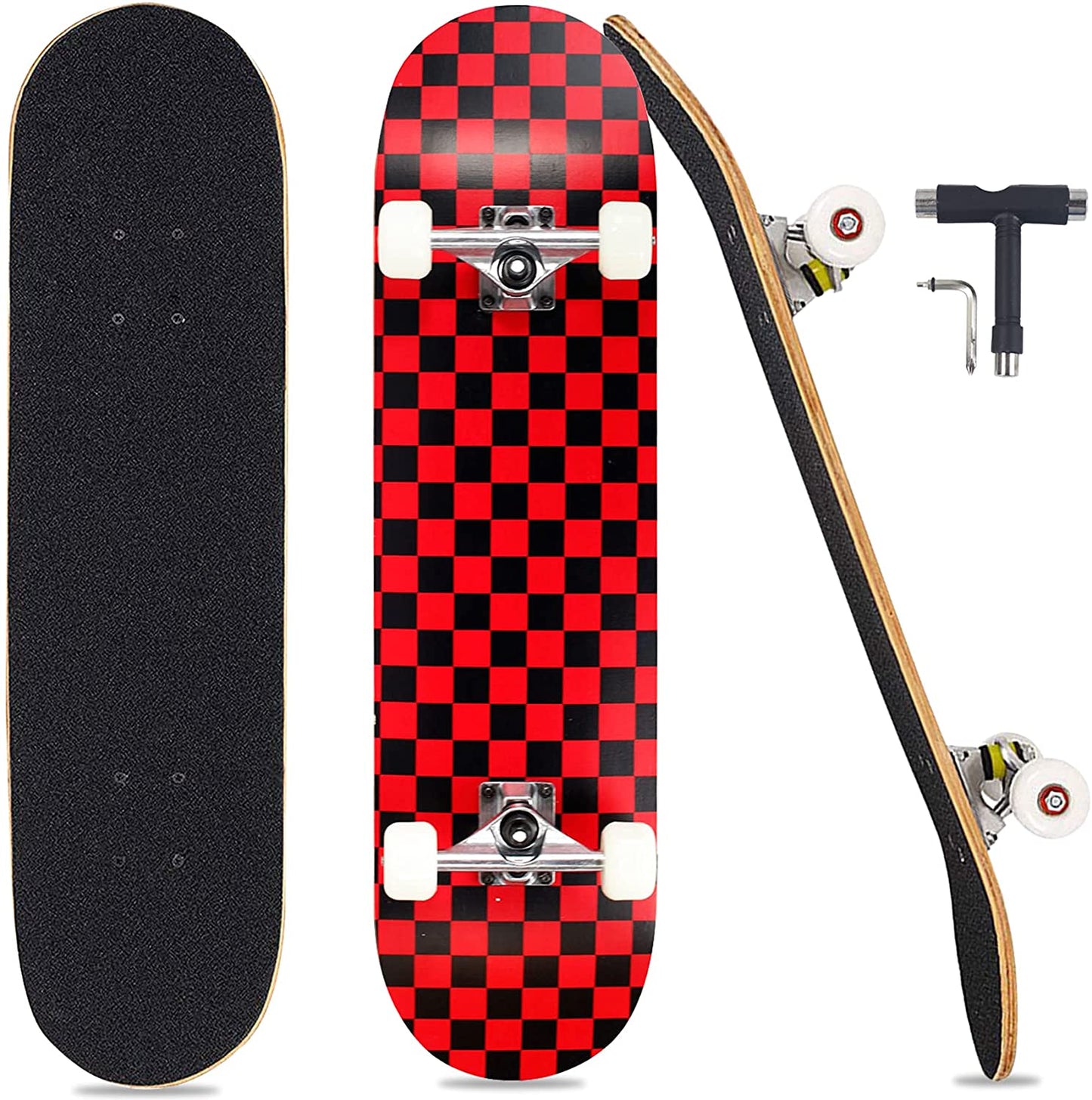 Pro Complete Skateboards for Beginners Adults Youths Teens Girls Boys 31"x8" Skate Boards 7 Layers Deck Maple Wood Longboards
