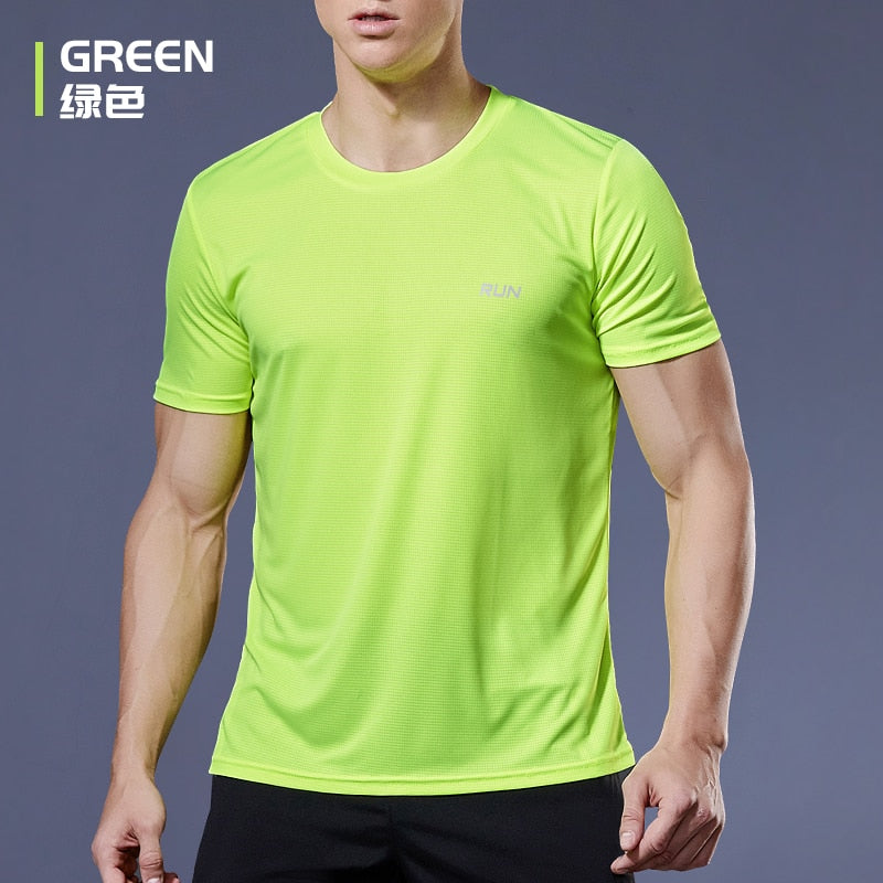 Quick Dry Gym Shirt Men Summer Sportswear Running T-shirt Sport Male Tops Jogging Tops Loose Training Short Sleeve Fitness shirt