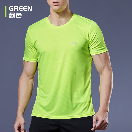 Quick Dry Gym Shirt Men Summer Sportswear Running T-shirt Sport Male Tops Jogging Tops Loose Training Short Sleeve Fitness shirt