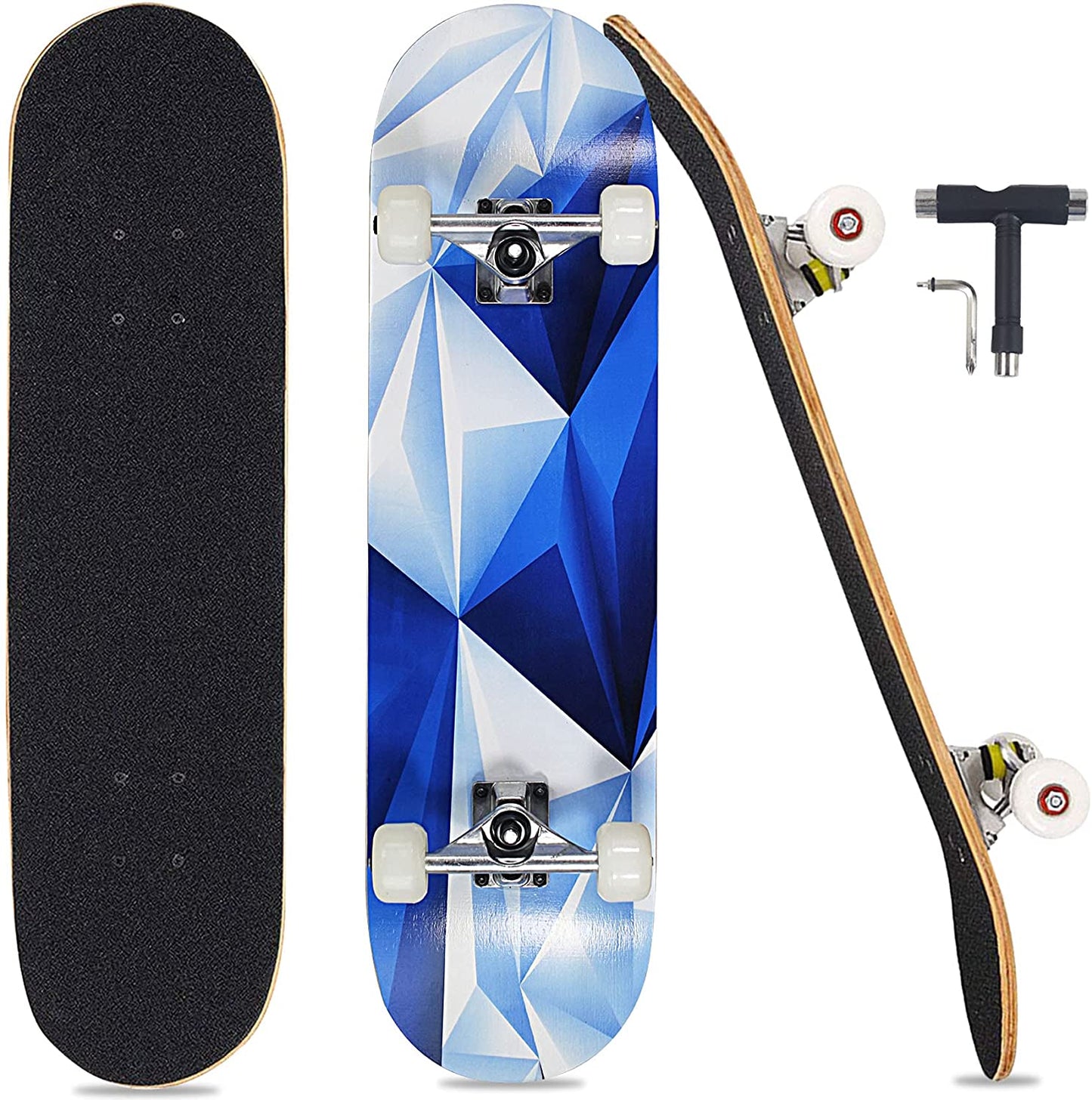 Pro Complete Skateboards for Beginners Adults Youths Teens Girls Boys 31"x8" Skate Boards 7 Layers Deck Maple Wood Longboards