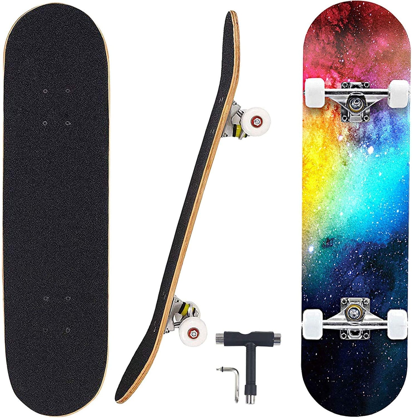 Pro Complete Skateboards for Beginners Adults Youths Teens Girls Boys 31"x8" Skate Boards 7 Layers Deck Maple Wood Longboards