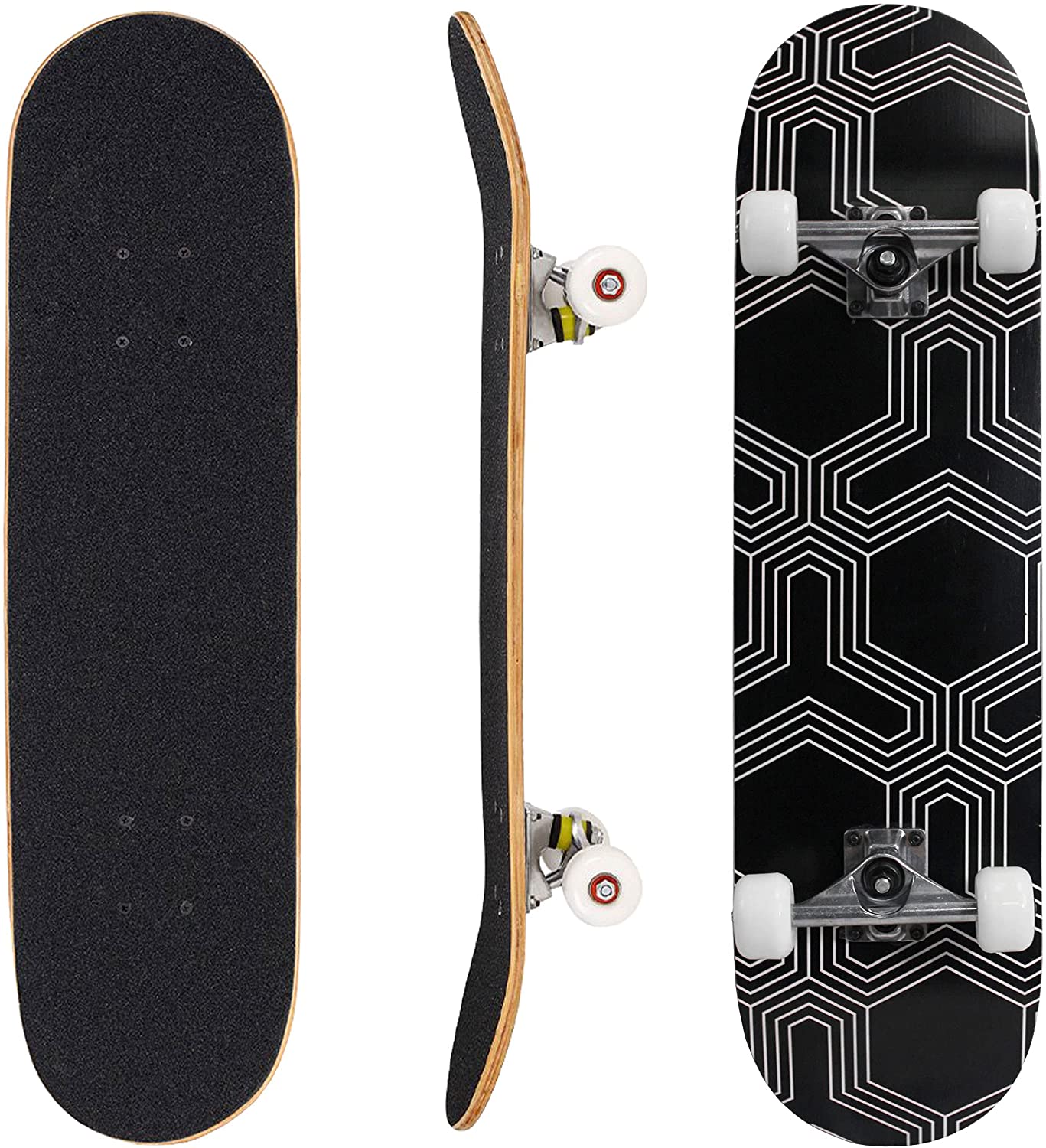 Pro Complete Skateboards for Beginners Adults Youths Teens Girls Boys 31"x8" Skate Boards 7 Layers Deck Maple Wood Longboards