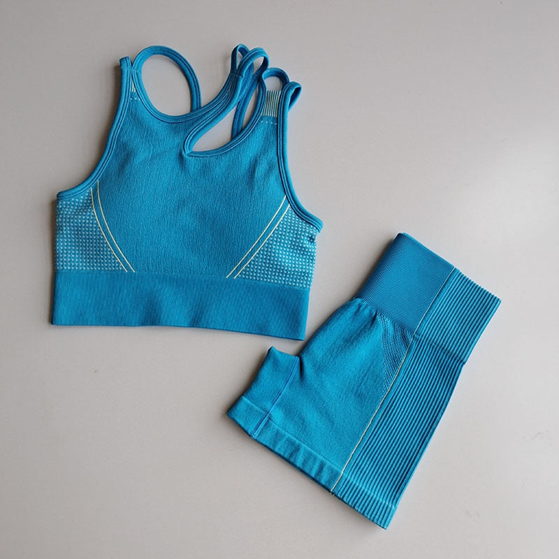 Summer Seamless Yoga Set Woman Workout Sport GYM Crop Top Sport  Shorts Tank Suit Summer Outfit Fitness Gym Clothes