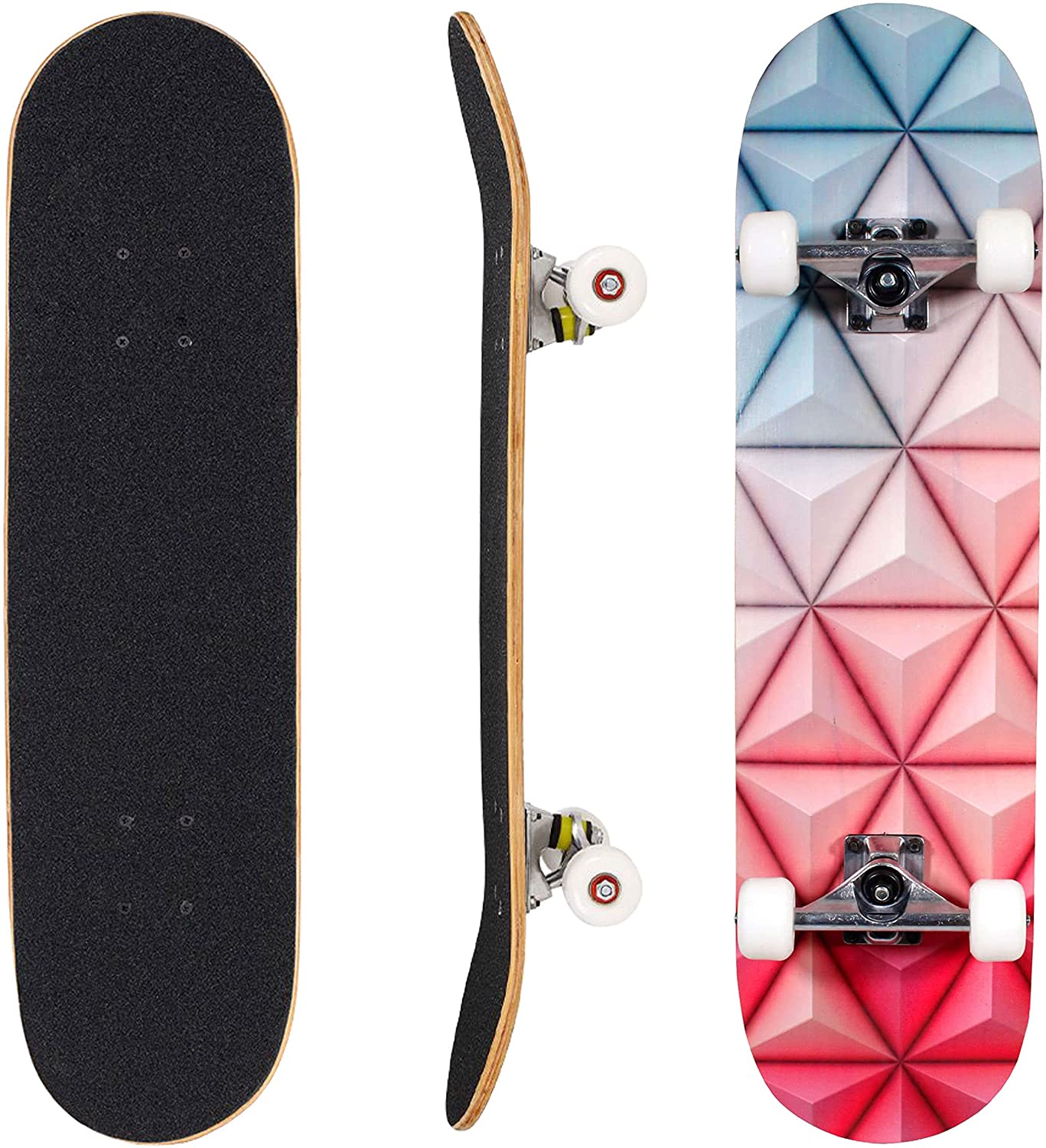 Pro Complete Skateboards for Beginners Adults Youths Teens Girls Boys 31"x8" Skate Boards 7 Layers Deck Maple Wood Longboards