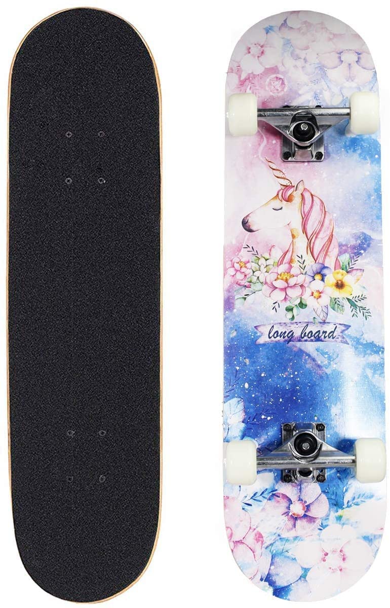 Pro Complete Skateboards for Beginners Adults Youths Teens Girls Boys 31"x8" Skate Boards 7 Layers Deck Maple Wood Longboards