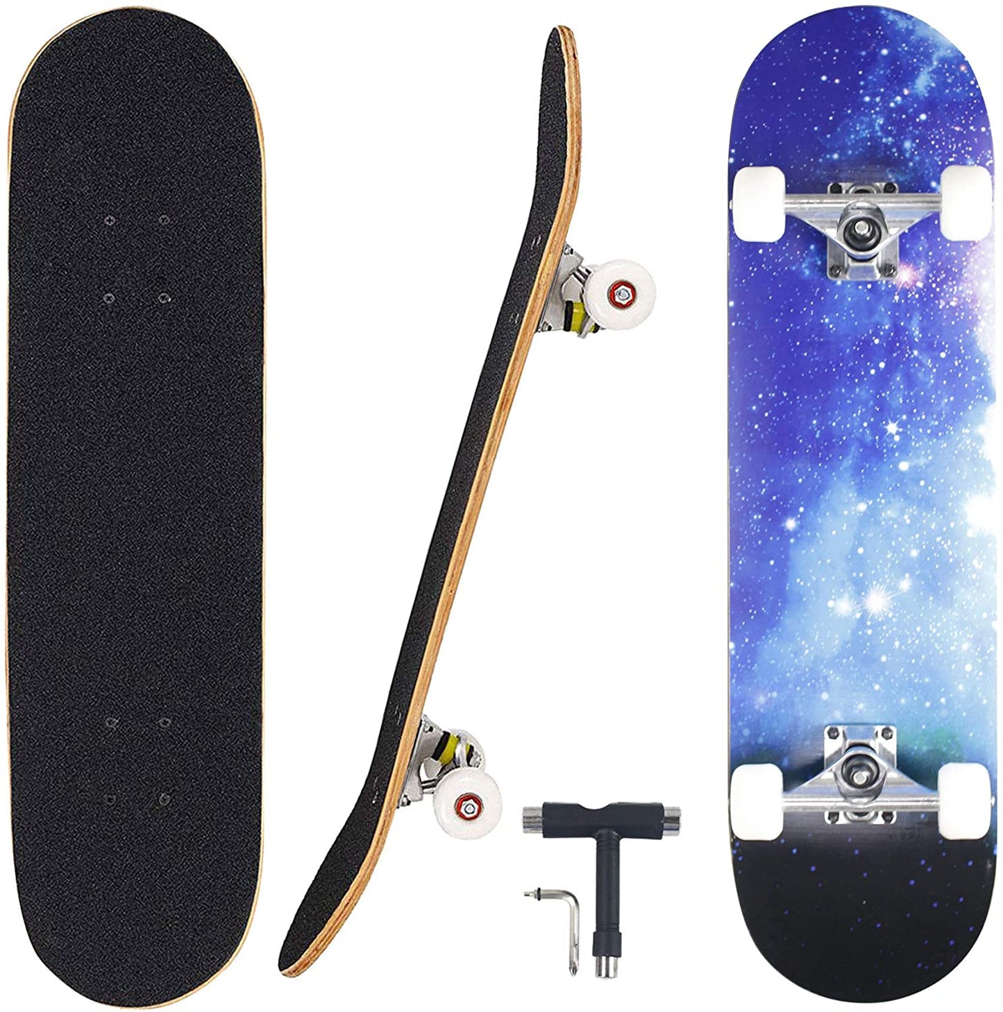 Pro Complete Skateboards for Beginners Adults Youths Teens Girls Boys 31"x8" Skate Boards 7 Layers Deck Maple Wood Longboards