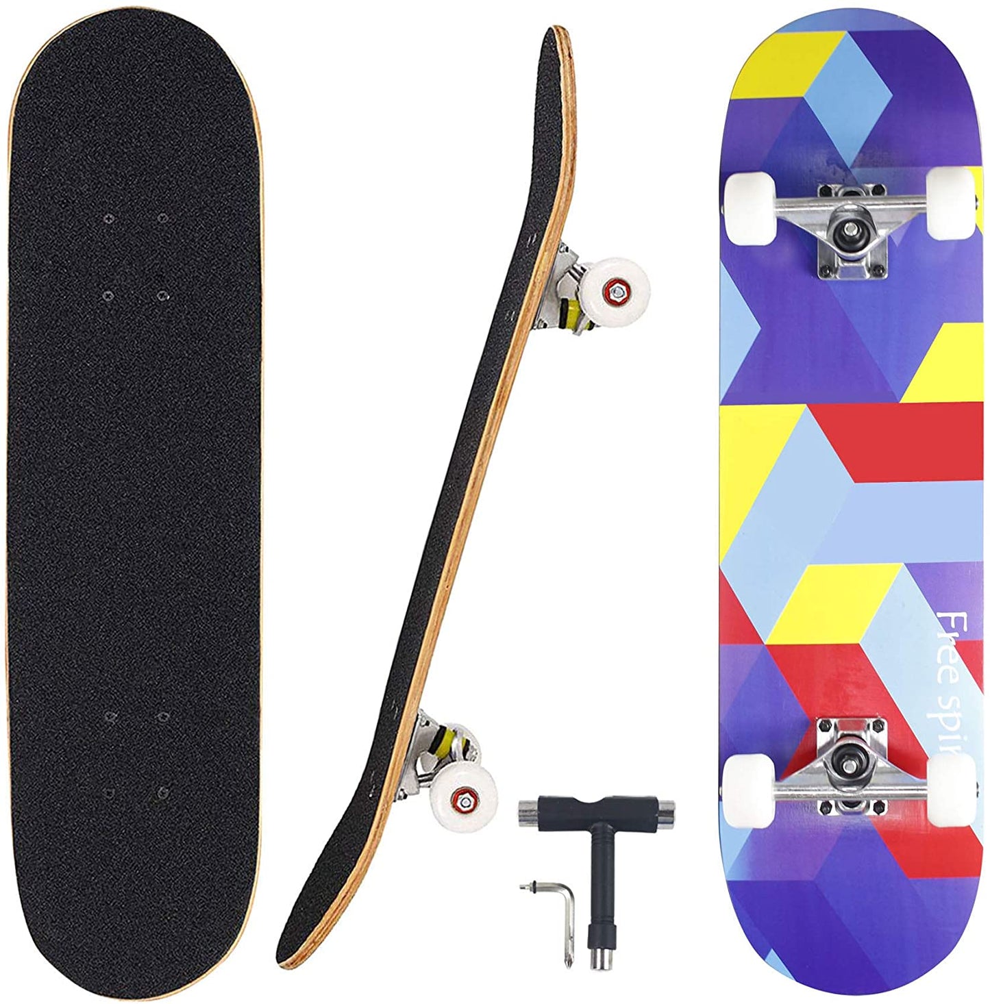 Pro Complete Skateboards for Beginners Adults Youths Teens Girls Boys 31"x8" Skate Boards 7 Layers Deck Maple Wood Longboards