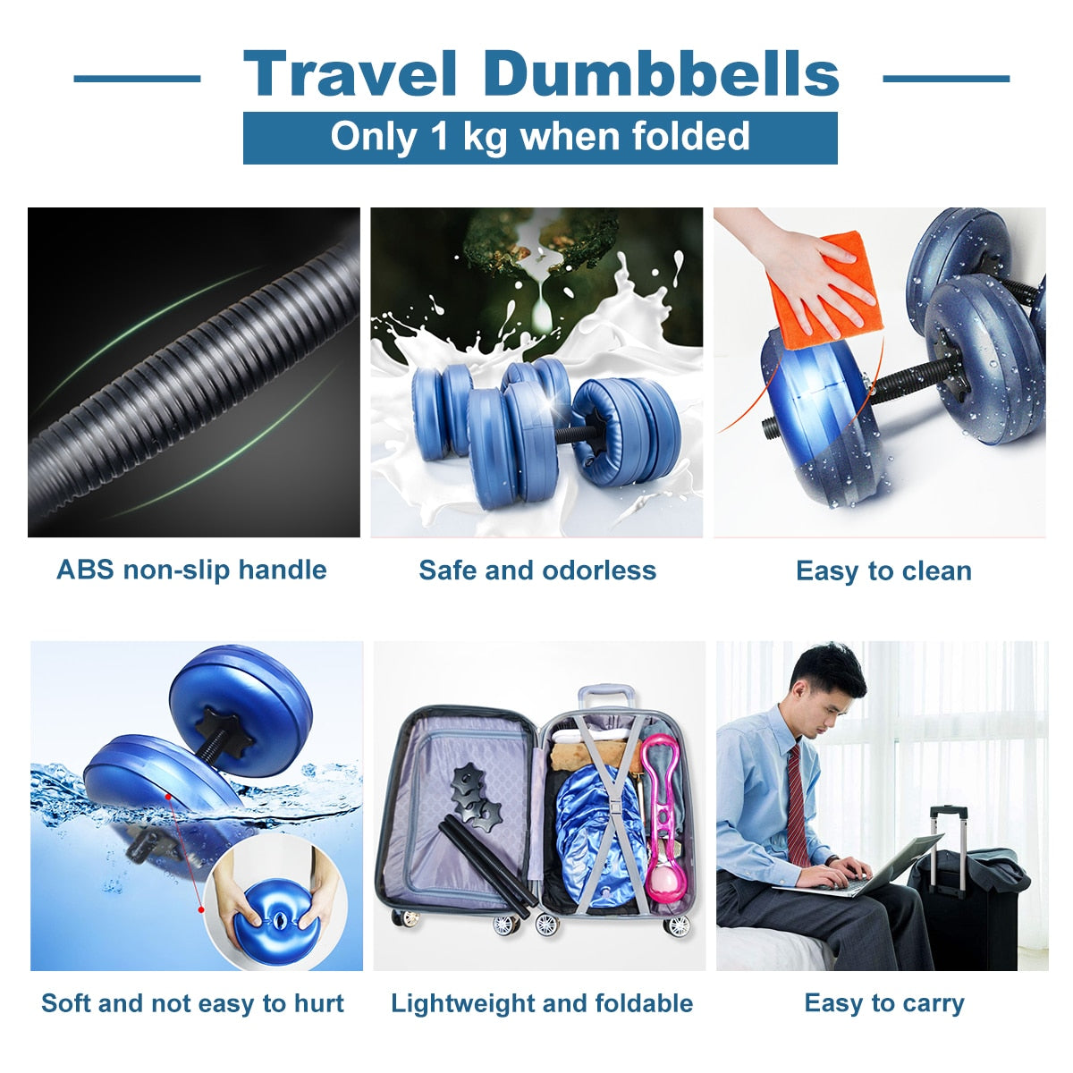 Travel Weight Dumbbell Set For Man Adjustable Free Water Dumbbells 30-35 KG  Exercise Home Fitness Weightlifting Training