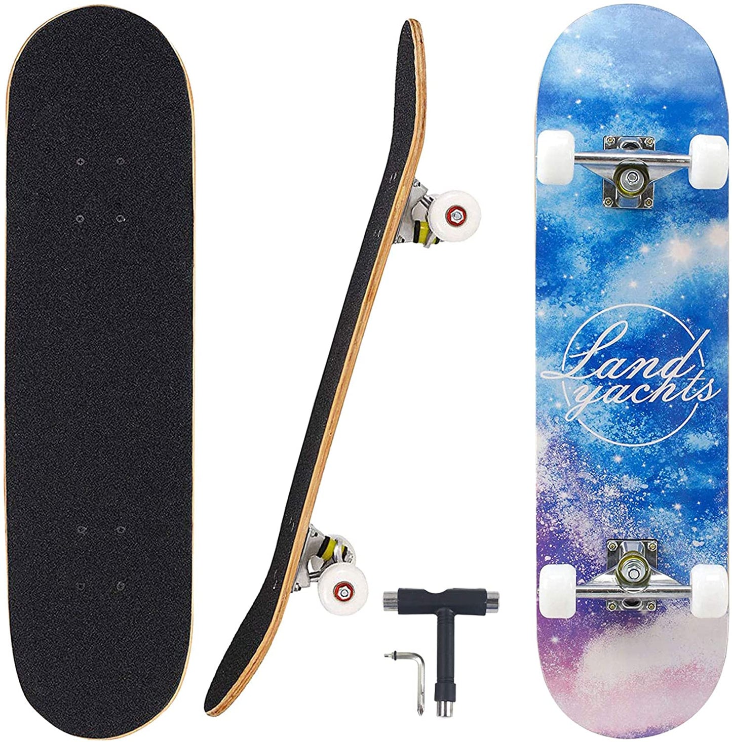 Pro Complete Skateboards for Beginners Adults Youths Teens Girls Boys 31"x8" Skate Boards 7 Layers Deck Maple Wood Longboards