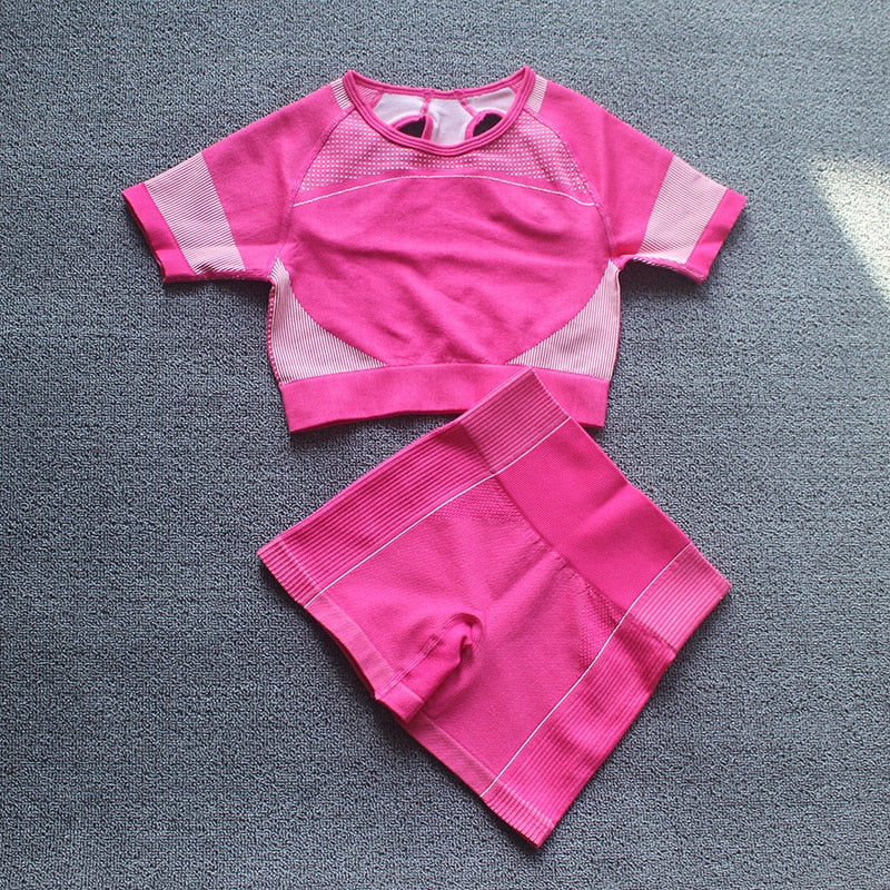 Summer Seamless Yoga Set Woman Workout Sport GYM Crop Top Sport  Shorts Tank Suit Summer Outfit Fitness Gym Clothes