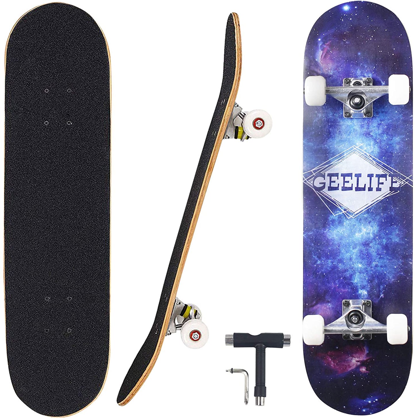 Pro Complete Skateboards for Beginners Adults Youths Teens Girls Boys 31"x8" Skate Boards 7 Layers Deck Maple Wood Longboards