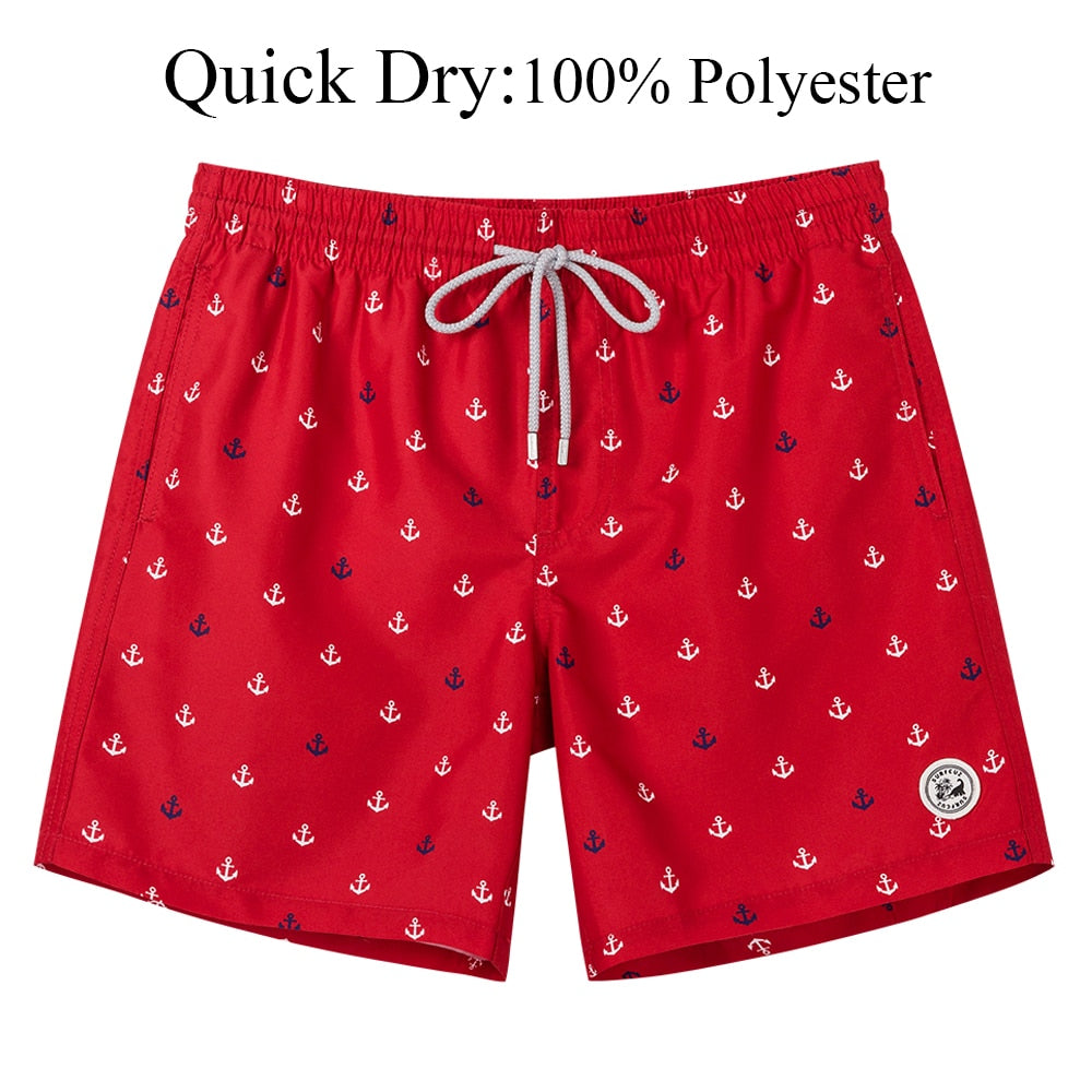 SURFCUZ Men's Beach Shorts Surfing Boardshorts with Mesh Lining Mens Swimwear Beachwear Quick Dry Swimming Trunks for Men