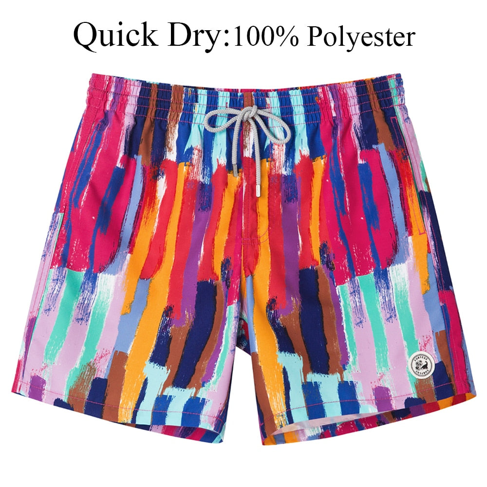 SURFCUZ Men's Beach Shorts Surfing Boardshorts with Mesh Lining Mens Swimwear Beachwear Quick Dry Swimming Trunks for Men