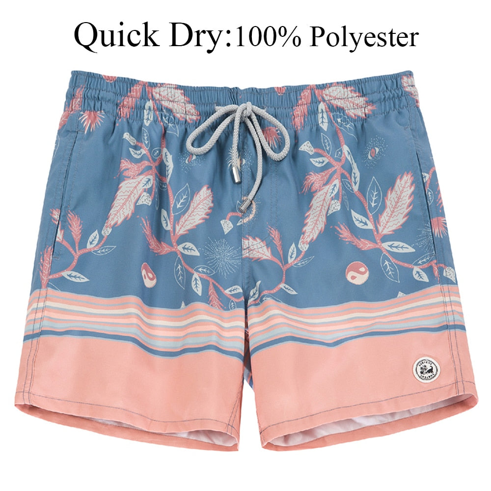 SURFCUZ Men's Beach Shorts Surfing Boardshorts with Mesh Lining Mens Swimwear Beachwear Quick Dry Swimming Trunks for Men