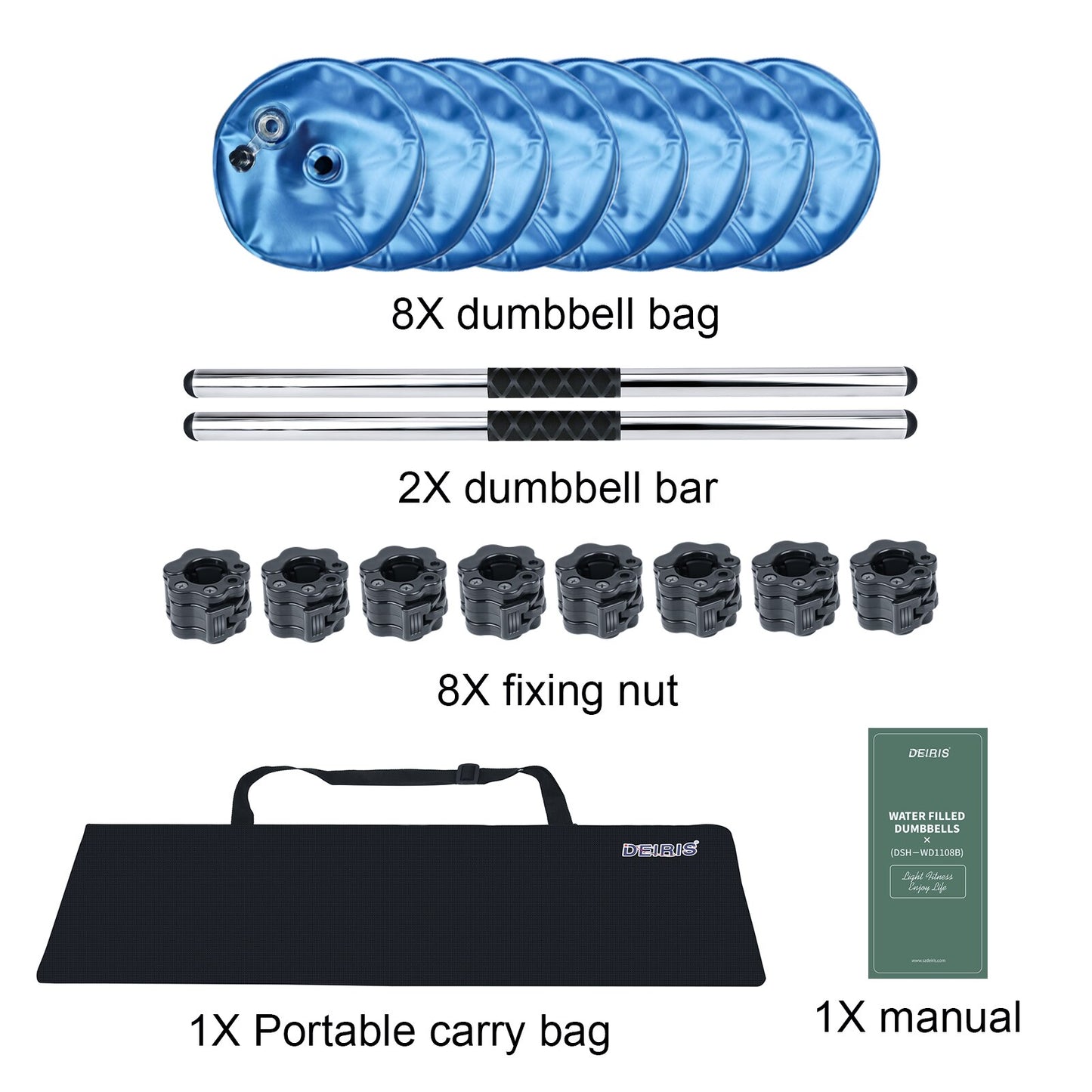 Travel Weight Dumbbell Set For Man Adjustable Free Water Dumbbells 30-35 KG  Exercise Home Fitness Weightlifting Training