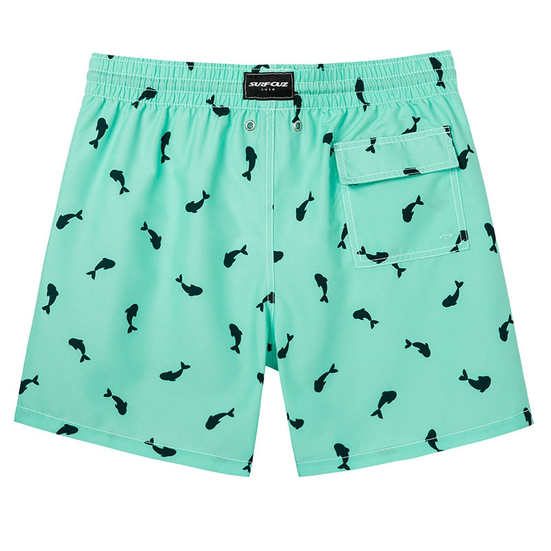 SURFCUZ Men's Beach Shorts Surfing Boardshorts with Mesh Lining Mens Swimwear Beachwear Quick Dry Swimming Trunks for Men