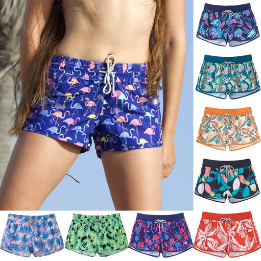 Surfcuz Women Summer Beach Board Shorts Casual Print Swimming Trunk Quick Dry Female Surfing Sports Swim Shorts Lady Boardshorts