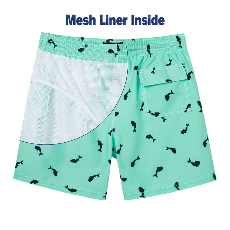 SURFCUZ Men's Beach Shorts Surfing Boardshorts with Mesh Lining Mens Swimwear Beachwear Quick Dry Swimming Trunks for Men